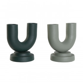 Vaso Home ESPRIT Verde Alluminio 18 x 13 x 19 cm (2 Unità)