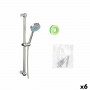 A shower head with a hose to direct the flow With support Silver Metal