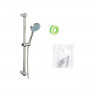 A shower head with a hose to direct the flow With support Silver Metal