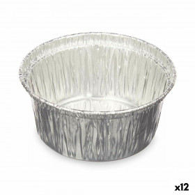 Set di Teglie da Cucina Monouso Rotondo Alluminio 8,5 x 8 x 8,5 cm (12