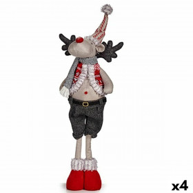 Statua Decorativa Renna di Natale Rosso Grigio Poliestere 13 x 65 x 18