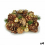 Portacandele Natalizio Marrone Trasparente Dorato 19 x 9 x 19 cm (4 Un