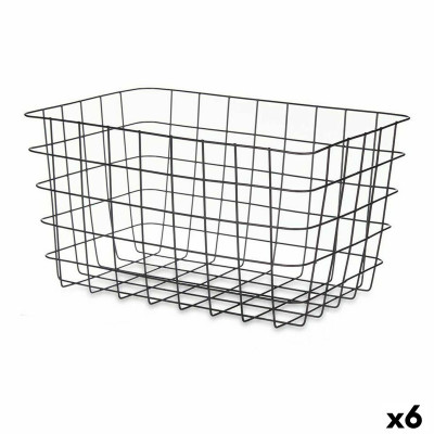 Multi-purpose basket Rectangular Black Metal 38,5 x 20,5 x 28 cm (6 Un