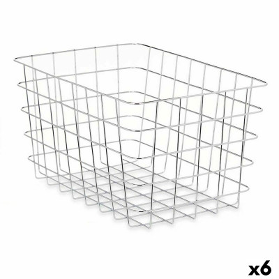 Multi-purpose basket Rectangular Silver Metal 38 x 21 x 26 cm (6 Units