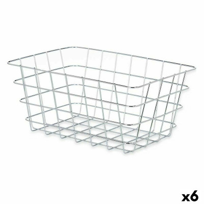 Cestino Multiuso Rettangolare Argentato Metallo 31 x 14 x 21 cm (6 Uni