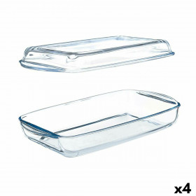 Vassoio con coperchio Borcam Trasparente Vetro Borosilicato 1,9 L (4 U