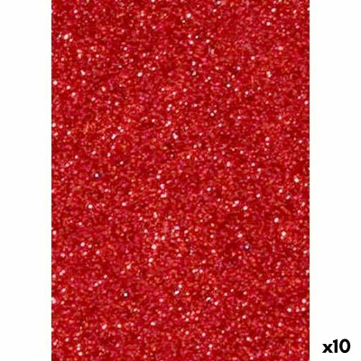 Moosgummi Fama Glitzernd Rot 50 x 70 cm (10 Stück)