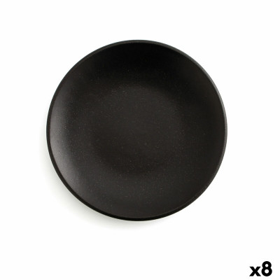 Assiette plate Anaflor Vulcano Viande Faïence Noir 25 cm (8 Unités)