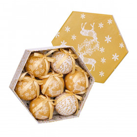 Palle di Natale Dorato Carta Polyfoam Cervo 7,5 x 7,5 x 7,5 cm (7 Unit