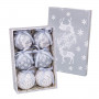 Boules de Noël Blanc Argenté Papier Polyfoam Cerf 7,5 x 7,5 x 7,5 cm