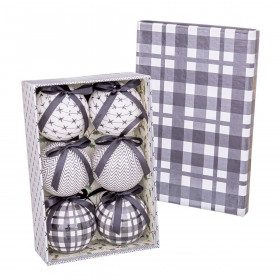 Palle di Natale Bianco Grigio Carta Polyfoam 7,5 x 7,5 x 7,5 cm (6 Uni