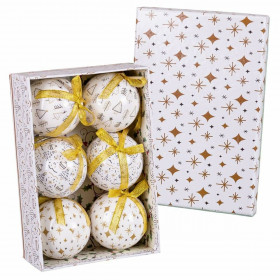 Palle di Natale Bianco Dorato Carta Polyfoam 7,5 x 7,5 x 7,5 cm (6 Uni