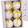 Bolas de Navidad Blanco Dorado Papel Polyfoam 7,5 x 7,5 x 7,5 cm (6 Un