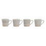 Set di Tazze da Caffè Home ESPRIT Bianco Beige Gres 4 Pezzi 180 ml