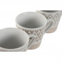 Set di Tazze da Caffè Home ESPRIT Bianco Beige Gres 4 Pezzi 180 ml