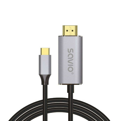 Adaptateur USB C vers HDMI Savio CL-171 Argenté 2 m sur la caverne de