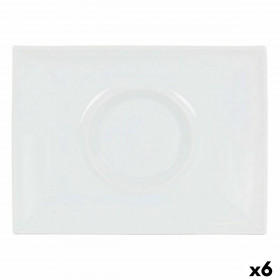 Piatto da pranzo Inde Gourmet Porcellana Bianco 29,5 x 22 x 3 cm (6 Un