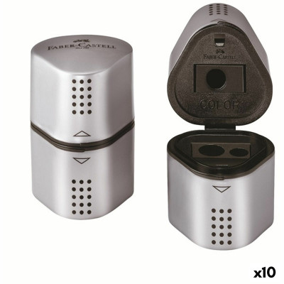 Pencil Sharpener Faber-Castell Grip 2001 3-in-1 Silver Metal (10 Units