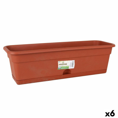 Planter with Dish Dem Greentime Rectangular Brown 60 x 20 x 17,3 cm (6