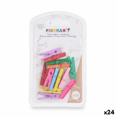 Pinze Piccolo Multicolore Legno (24 Unità)