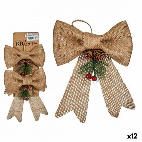 Set di Addobbi di Natale Fiocco Marrone Rosso Verde Fibra naturale 14