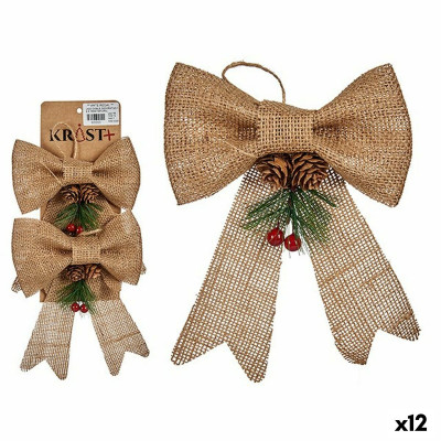 Set di Addobbi di Natale Fiocco Marrone Rosso Verde Fibra naturale 14