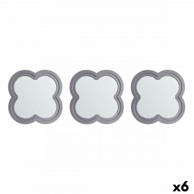 Set di Specchi Fiore Argentato polipropilene 78 x 26 x 2,5 cm (6 Unit