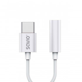 Adattatore USB-C con Jack 3.5 mm Savio AK-51 Bianco 11 cm