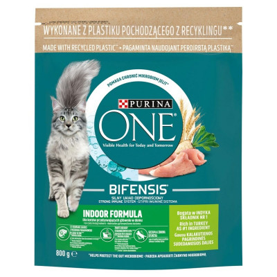 Katzenfutter Purina One Bifensis Adult Indoor Erwachsener Truthahn 800