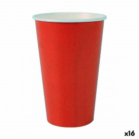 Set di Bicchieri Algon Monouso Cartone Rosso 7 Pezzi 450 ml (16 Unità