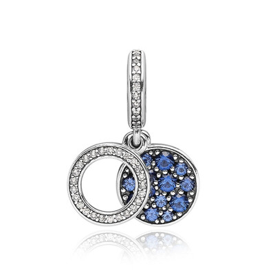 Ladies' Beads Pandora SPARKLING BLUE DISC DOUBLE DANGLE