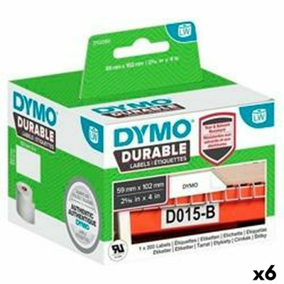 Rouleau d'Étiquettes Dymo Durable 102 x 59 mm Noir Blanc (6 Unités)