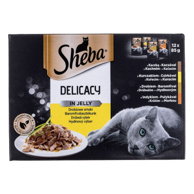 Cibo per gatti Sheba Delicacy in Jelly Pollo Tacchino Anatra Uccelli 1