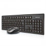 clavier et souris A4 Tech 7100N Qwerty UK Noir Monochrome Non Anglais 