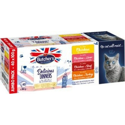 Katzenfutter Butcher's Delicious Huhn Truthahn Rindfleisch Leber 40 x