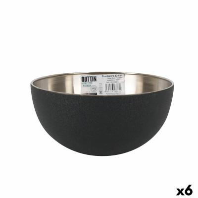 Salad Bowl Quttin  Black Silver Steel 24 x 12 cm (6 Units)