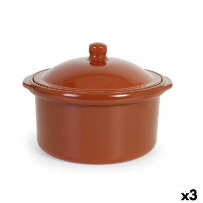 Casserole with Lid Azofra Baked clay 30,5 x 28 x 21 cm (3 Units)