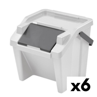 Poubelle recyclage Tontarelli Moda Empilable 28 L Blanc (6 Unités) su