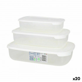 Set di 3 scatole porta pranzo Tontarelli Family Bianco Rettangolare 29