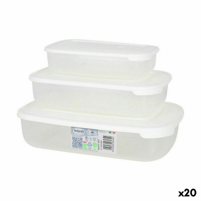 Set di 3 scatole porta pranzo Tontarelli Family Bianco Rettangolare 29
