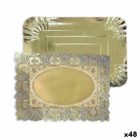 Plateau apéritif Algon Doré Rectangulaire 23 x 29,5 x 1 cm (48 Unit 