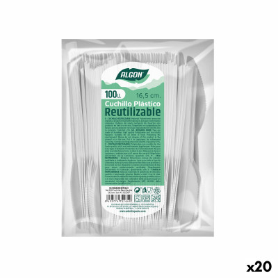 Ensemble de Couteaux Algon Réutilisable Blanc 20 Unités 16,5 cm sur 