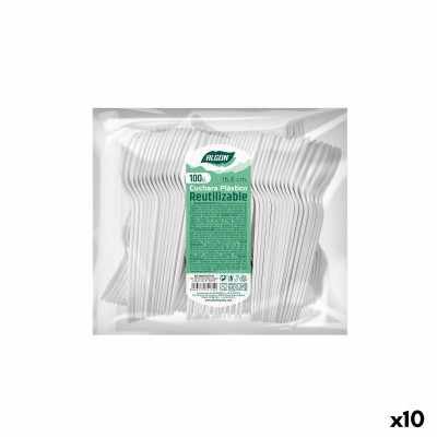 Ensemble de Cuillères Algon Réutilisable Blanc 10 Unités 16,6 cm su