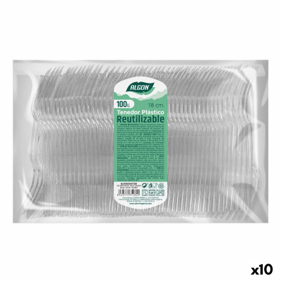 Ensemble de Fourchettes Algon Réutilisable Transparent 10 Unités 18 