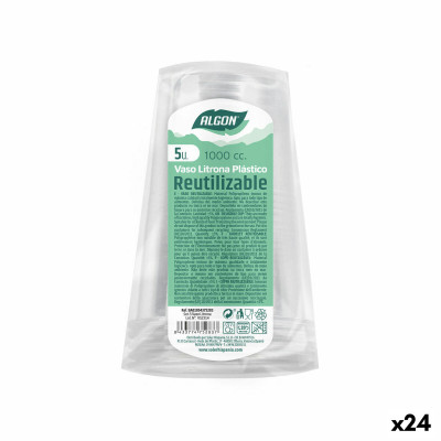 Lot de verres réutilisables Algon 1 L Transparent 24 Unités (5 Pièc