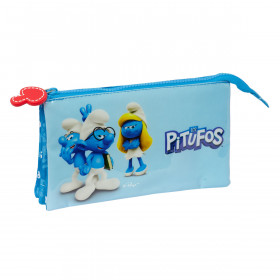 Triple Carry-all Los Pitufos Blue 22 x 12 x 3 cm