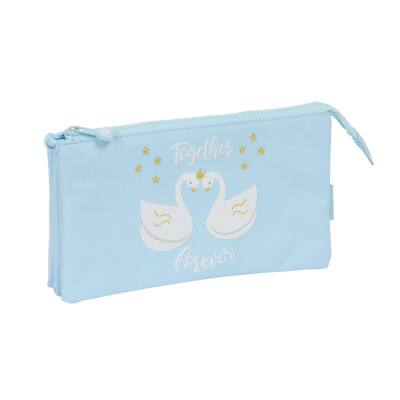 Trousse Fourre-Tout Triple Glow Lab Cisnes Bleu clair 22 x 12 x 3 cm s