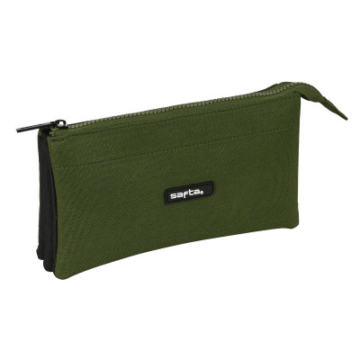 Trousse Fourre-Tout Triple Safta Dark forest Noir Vert 22 x 12 x 3 cm 