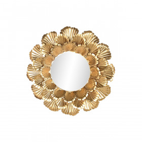 Specchio da parete Home ESPRIT Dorato Metallo Foglia della pianta 76,5