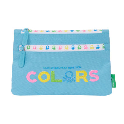 Trousse d'écolier Benetton Spring Bleu ciel 23 x 16 x 3 cm sur la cav